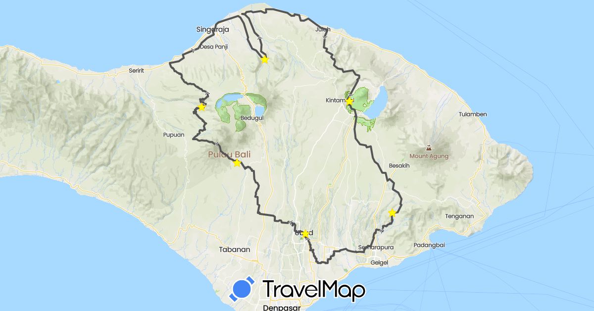 TravelMap itinerary: cycling, motorbike in Indonesia (Asia)